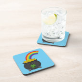 Pot of Gold Rainbow Cartoon Getränkeuntersetzer (Rechte Seite)