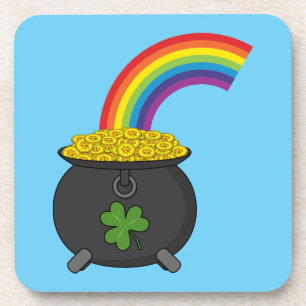 Pot of Gold Rainbow Cartoon Getränkeuntersetzer
