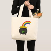 Pot of Gold Rainbow Cartoon Jumbo Stoffbeutel (Vorderseite (Produkt))