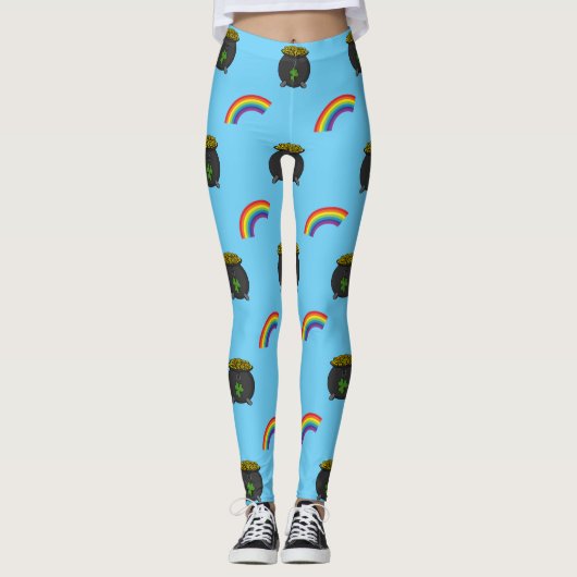 Pot of Gold Rainbow Cartoon Leggings (Vorderseite)