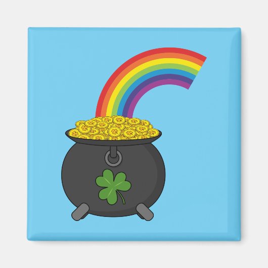Pot of Gold Rainbow Cartoon Magnet (Vorne)