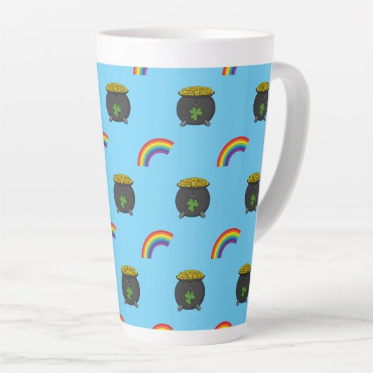 Pot of Gold Rainbow Cartoon Milchtasse (Rechte Ecke)