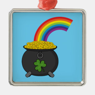 Pot of Gold Rainbow Cartoon Ornament Aus Metall