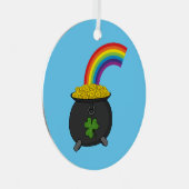 Pot of Gold Rainbow Cartoon Ornament Aus Metall (Vorderseite Rechts)