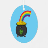 Pot of Gold Rainbow Cartoon Ornament Aus Metall (Vorderseite links)