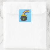 Pot of Gold Rainbow Cartoon Quadratischer Aufkleber (Tasche)