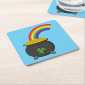 Pot of Gold Rainbow Cartoon Rechteckiger Pappuntersetzer (angewinkelt)