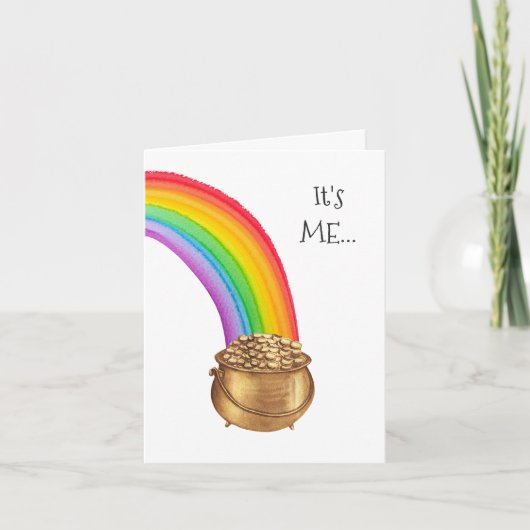 Pot of Gold Rainbow Funny St Patricks Day Card Ankündigung (Vorderseite)