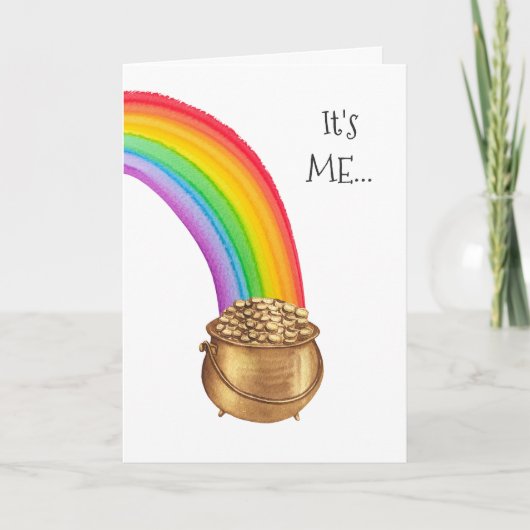 Pot of Gold Rainbow Funny St Patricks Day Card Ankündigung (Vorderseite)