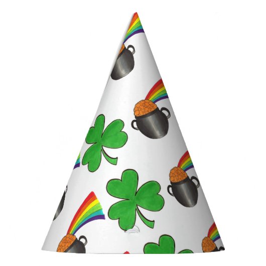 Pot of Gold Rainbow Kleeblatt St. Patrick's Day Partyhütchen (Links)