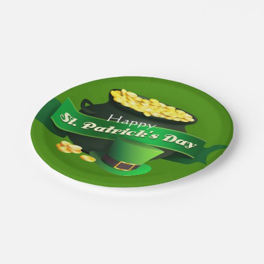 Pot of Gold St Patrick's Day Pappteller (Schrägansicht)