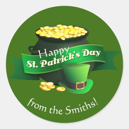 Pot of Gold St Patrick's Day Runder Aufkleber (Vorderseite)