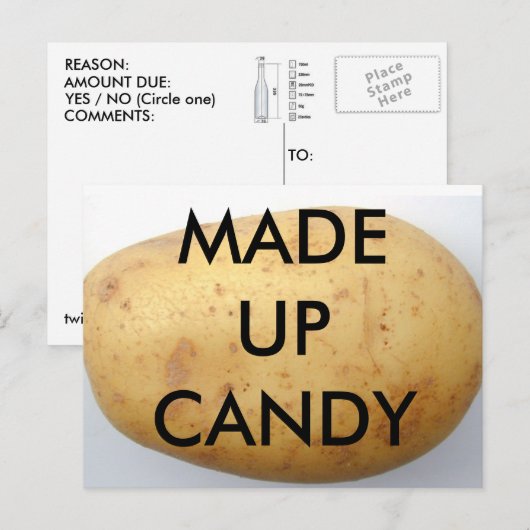 Potato Candy Postcard Kunstform Postkarte (Vorne/Hinten)