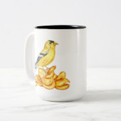 Potato Chip Bird American Goldfinch Illustration Zweifarbige Tasse (Vorderseite Links)