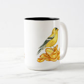 Potato Chip Bird American Goldfinch Illustration Zweifarbige Tasse (VorderseiteRechts)