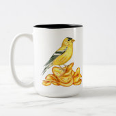 Potato Chip Bird American Goldfinch Illustration Zweifarbige Tasse (Links)