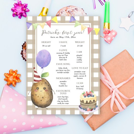 Potato First Birthday Milestone Geburtstag Poster