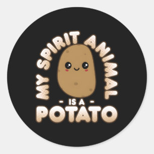 Potato Kawaii Mein Geisttier ist eine Kartoffel Runder Aufkleber