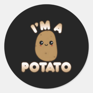 Potato Kawaii Stil lächelnd ich bin eine Kartoffel Runder Aufkleber