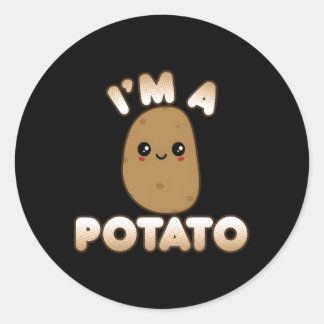 Potato Kawaii Stil lächelnd ich bin eine Kartoffel Runder Aufkleber
