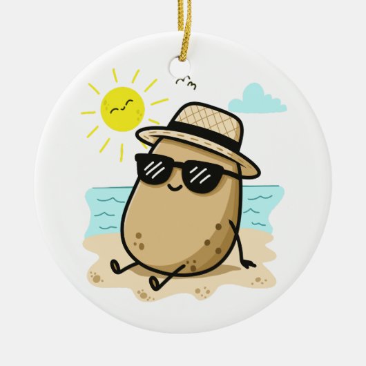 Potato On The Beach Summer Vibes Keramik Ornament (Vorne)