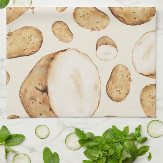 Potato Spud Muster Geschirrtuch (Gefaltet)