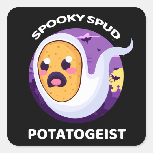 Potatogeist Spooky Spud Potato - Niedliches Hallow Quadratischer Aufkleber (Vorderseite)