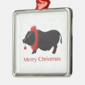 Potbellied Pig Frohe Weihnachtsgestaltung Ornament Aus Metall (Links)