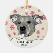 Potcake Dog Personalisiert Zeichnend Hand Keramik Ornament (Vorne)