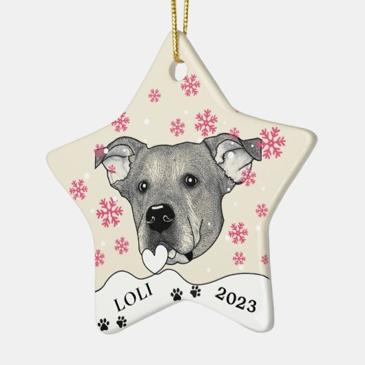 Potcake Dog Personalisiert Zeichnend Hand Keramik Ornament (Links)