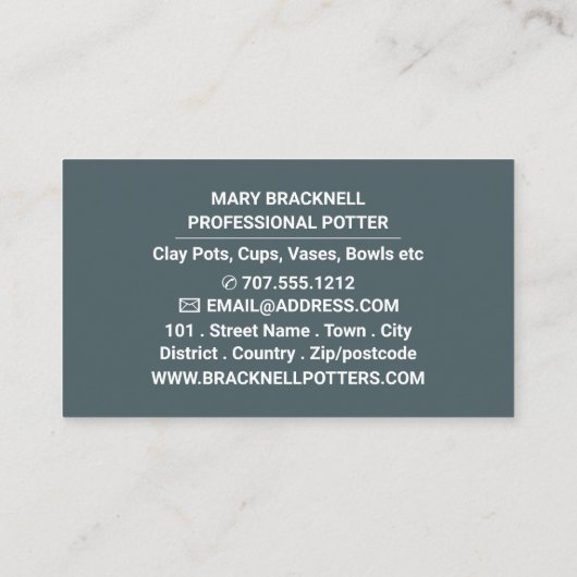 Potdesign, Töpferladen, Potter Visitenkarte (Rückseite)