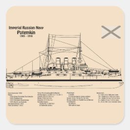 Potemkin - Pläne für Schiffskonzepte SD Quadratischer Aufkleber