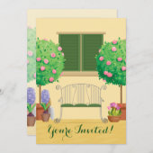 Potgarten mit Bench Family Wiedersehen Einladung (Vorne/Hinten)