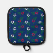 Pothalter aus rotem, weißem und blauem Hibiskus Topflappen (Vorderseite)