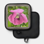 Pothalter mit hübsch rosa Mohn Topflappen (Vorderseite/Rückseite)