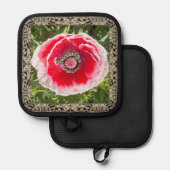 Pothalter mit rotem und weißem Mohn Topflappen (Vorderseite/Rückseite)