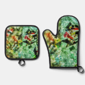 Pothalter und Backofen Mitt weiß abstrakt Ofenhandschuh & Topflappen-Set (Vorderseite)