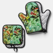 Pothalter und Backofen Mitt weiß abstrakt Ofenhandschuh & Topflappen-Set (Vorderseite/Rückseite)