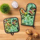 Pothalter und Backofen Mitt weiß abstrakt Ofenhandschuh & Topflappen-Set (Oben Unten)