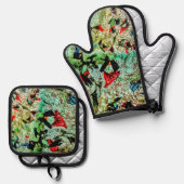 Pothalter und Backofen Mitt weiß strukturiert abst Ofenhandschuh & Topflappen-Set (Vorderseite/Rückseite)