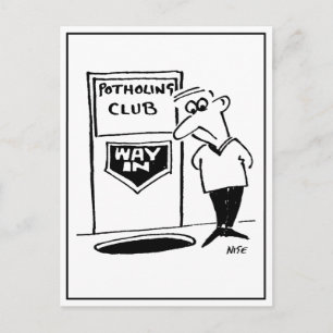 Potholing Club Eingang in der Etage. Funny Postkarte