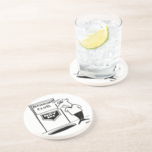 Potholing Club Eingang. Potholing Witz Getränkeuntersetzer (Seite)