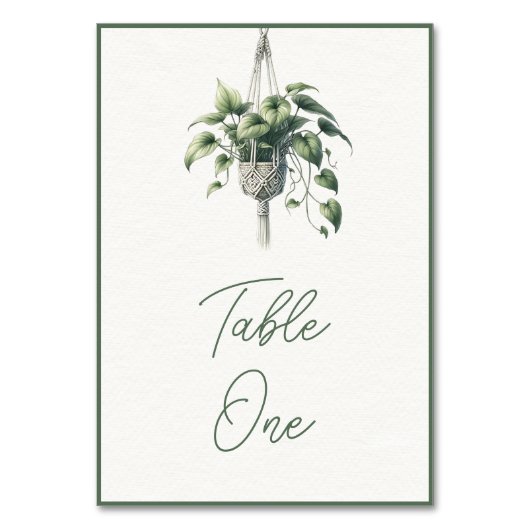 Pothos: Boho Chic Botanische Pflanze Grünpflanzen Tischnummer (Vorderseite)