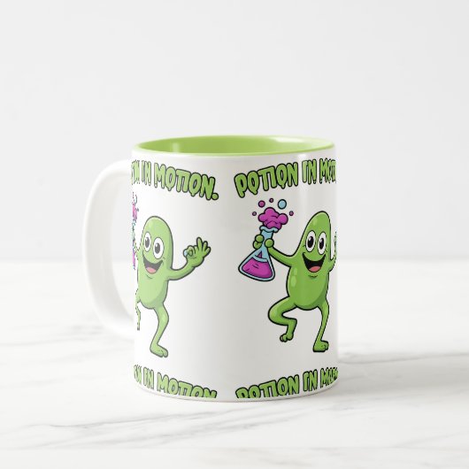 Potion in Motion Funny Dancing Monster Science Lab Zweifarbige Tasse (Vorderseite Links)