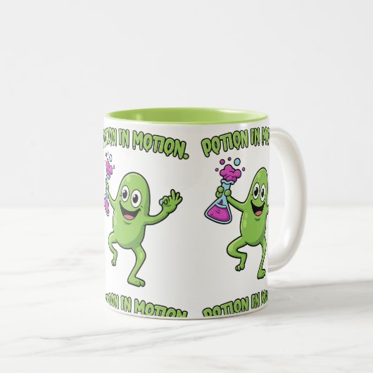 Potion in Motion Funny Dancing Monster Science Lab Zweifarbige Tasse (VorderseiteRechts)