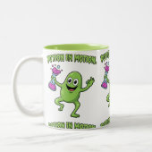 Potion in Motion Funny Dancing Monster Science Lab Zweifarbige Tasse (Links)