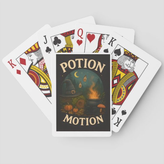 “Potion Motion” – Whimsical Witchy Halloween Spielkarten (Rückseite)