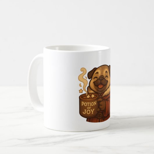 Potion of Joy Pug Art | Cute Christmas Dog Design Kaffeetasse (Vorderseite Links)