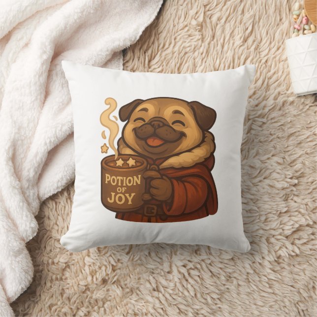Potion of Joy Pug Pillow | Cute Cozy Christmas Dog Kissen (Decke)