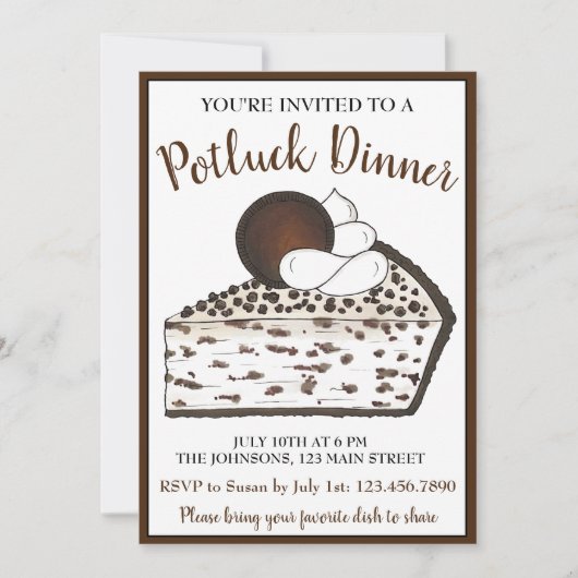 Potluck Dinner Dessert Party Cookies und Creme Pie Einladung (Vorderseite)